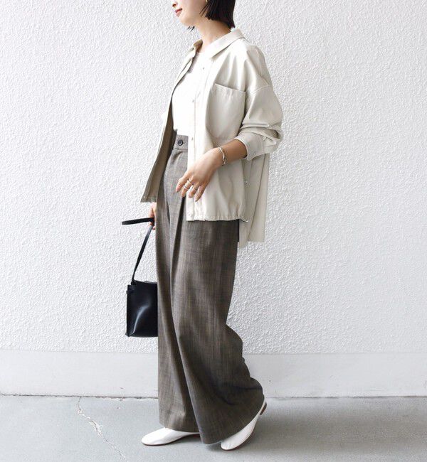 SHIPS for women「【WEB限定】〈手洗い可能〉合成皮革 裾 ドロスト シャツ 羽織」|シャツ・ブラウス|