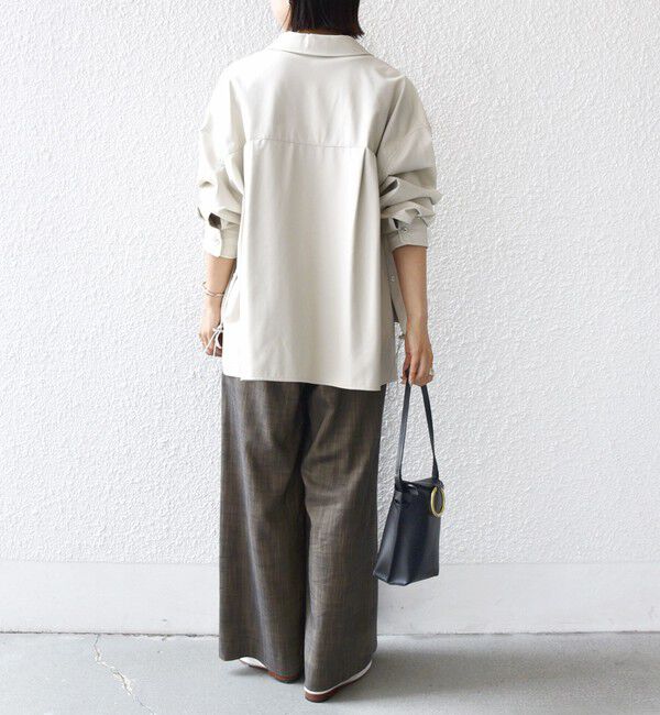 SHIPS for women「【WEB限定】〈手洗い可能〉合成皮革 裾 ドロスト シャツ 羽織」|シャツ・ブラウス|