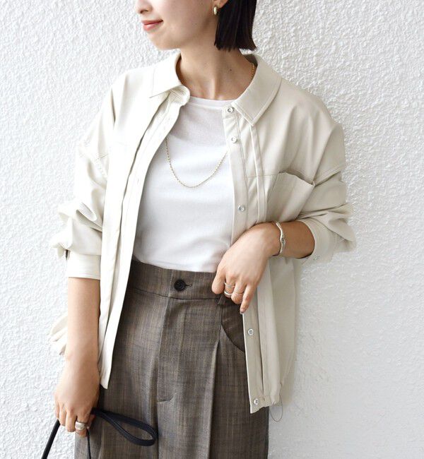 SHIPS for women「【WEB限定】〈手洗い可能〉合成皮革 裾 ドロスト シャツ 羽織」|シャツ・ブラウス|