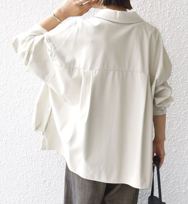 SHIPS for women「【WEB限定】〈手洗い可能〉合成皮革 裾 ドロスト シャツ 羽織」|シャツ・ブラウス|