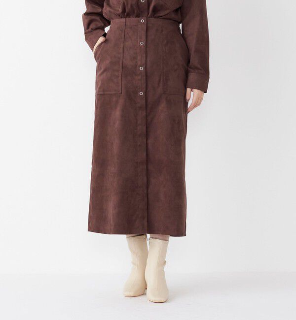 SHIPS Colors 「SHIPS Colors:フェイクスエード（ポリエステル）スカート◇」|台形|ブラウン