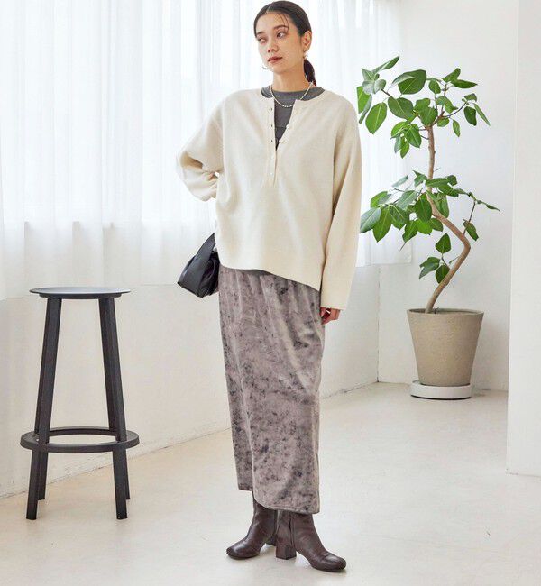 SHIPS for women「〈手洗い可能〉スノー クラッシュ ポリエステル ベロア ウエスト ゴム スカート」|スカート|