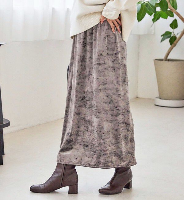 SHIPS for women「〈手洗い可能〉スノー クラッシュ ポリエステル ベロア ウエスト ゴム スカート」|スカート|