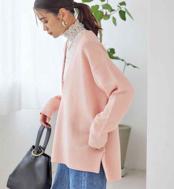 SHIPS for women「〈手洗い可能〉ウール カシミヤ Vネック プルオーバー」|ニット・セーター|ピンク