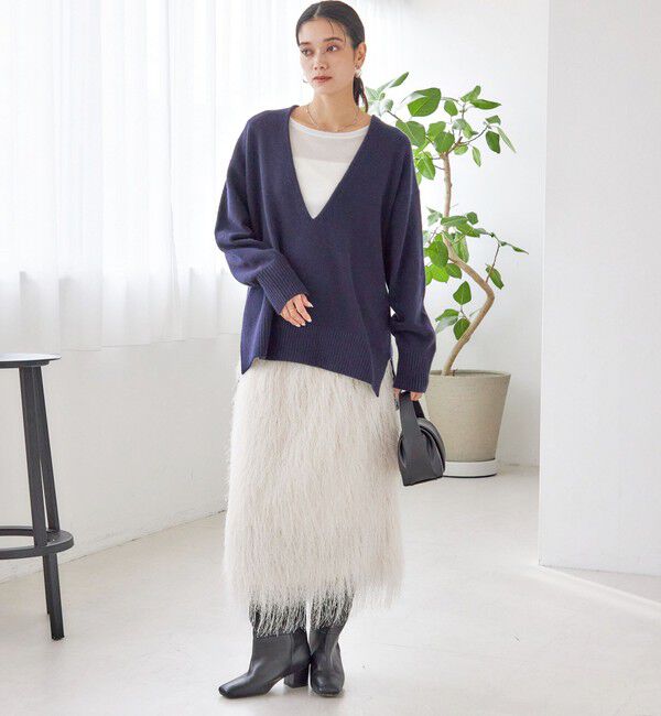 SHIPS for women「〈手洗い可能〉ウール カシミヤ Vネック プルオーバー」|ニット・セーター|