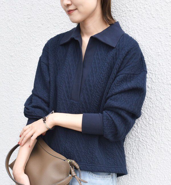 SHIPS for women「【WEB限定】〈手洗い可能〉ケーブル ジャージー ポロ プルオーバー」|Tシャツ・カットソー|