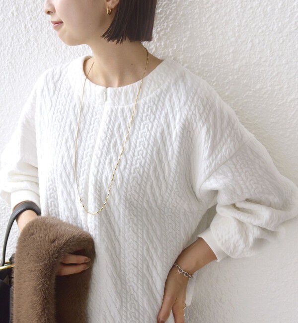 SHIPS for women「〈手洗い可能〉ケーブル ジャージー スキッパー プルオーバー」|Tシャツ・カットソー|オフホワイト
