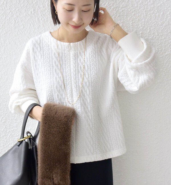 SHIPS for women「〈手洗い可能〉ケーブル ジャージー スキッパー プルオーバー」|Tシャツ・カットソー|