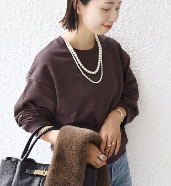 SHIPS for women「【WEB限定】〈手洗い可能〉パール調 ネックレス チャーム 付 ドルマン スウェット」|スウェット・ジャージ|