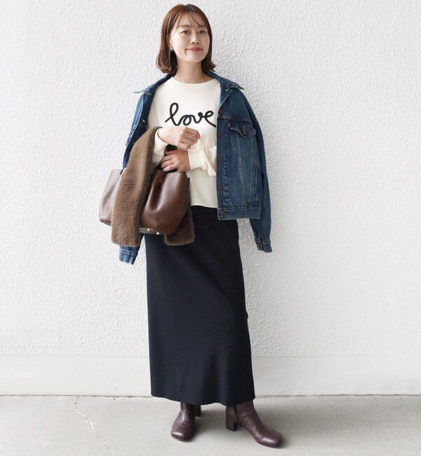 SHIPS for women「【WEB限定】〈手洗い可能〉ファンシー コード 刺繍 ダンボール カットソー」|スウェット・ジャージ|