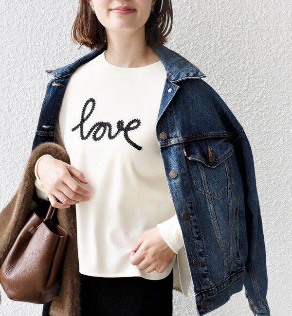 SHIPS for women「【WEB限定】〈手洗い可能〉ファンシー コード 刺繍 ダンボール カットソー」|スウェット・ジャージ|