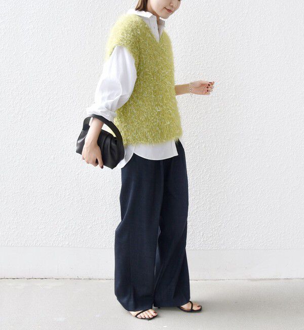 SHIPS for women「【WEB限定】〈手洗い可能〉チュール フェザー MIX ニット ベスト」|ベスト・ジレ|