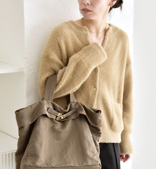 quaranciel「quaranciel:〈手洗い可能〉ファーライク クルーネック スナップ ニット カーディガン」|カーディガン|