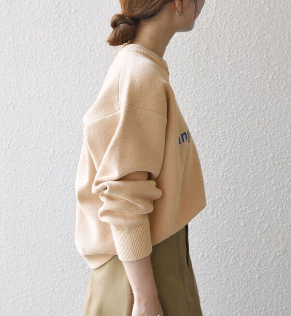 SHIPS any「SHIPS any:〈手洗い可能〉モールヤーン クルーネック ロゴ 千鳥柄 プルオーバー」|ニット・セーター|