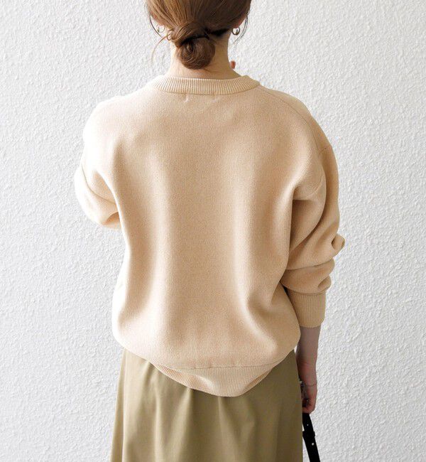 SHIPS any「SHIPS any:〈手洗い可能〉モールヤーン クルーネック ロゴ 千鳥柄 プルオーバー」|ニット・セーター|