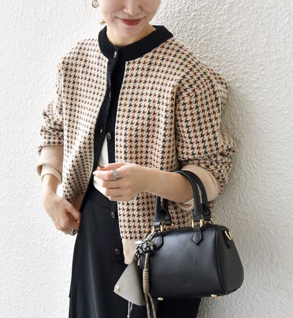 SHIPS any「SHIPS any:〈手洗い可能〉モールヤーン クルーネック 千鳥柄 カーディガン」|カーディガン|