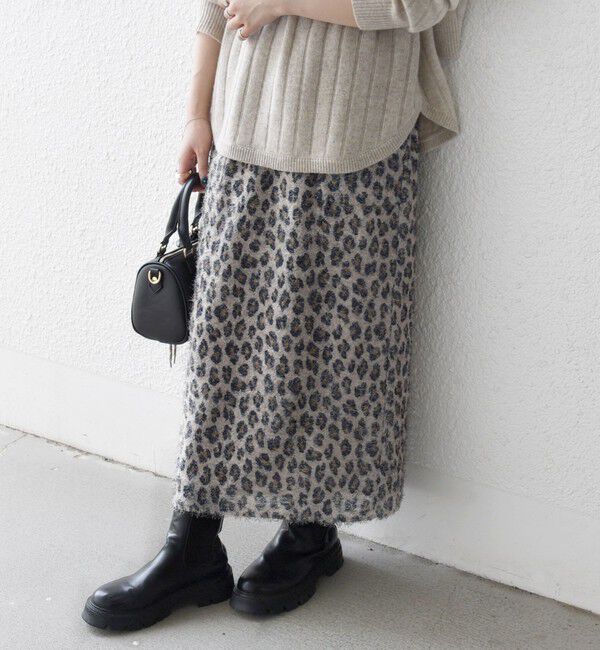 SHIPS any「SHIPS any:〈手洗い可能〉レオパード ジャカード Iライン イージー スカート」|タイト|