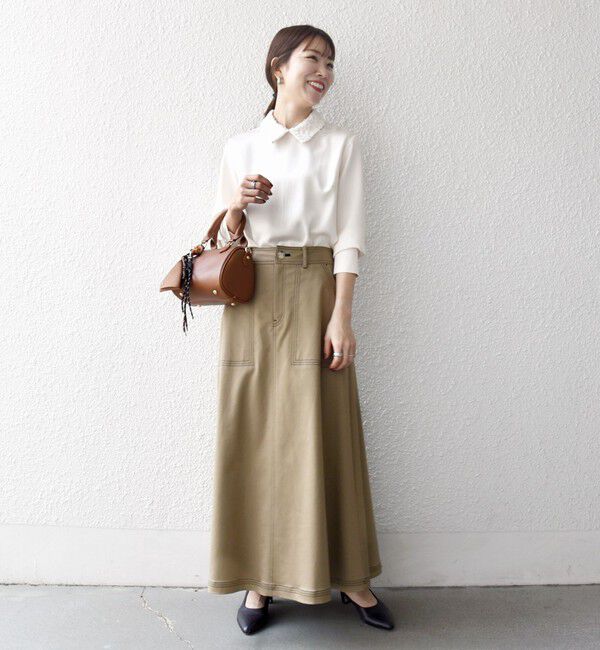 SHIPS any「《一部追加予約》SHIPS any:〈洗濯機可能〉サテン レースカラー ブラウス」|シャツ・ブラウス|