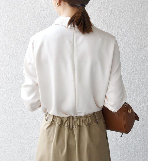 SHIPS any「《一部追加予約》SHIPS any:〈洗濯機可能〉サテン レースカラー ブラウス」|シャツ・ブラウス|