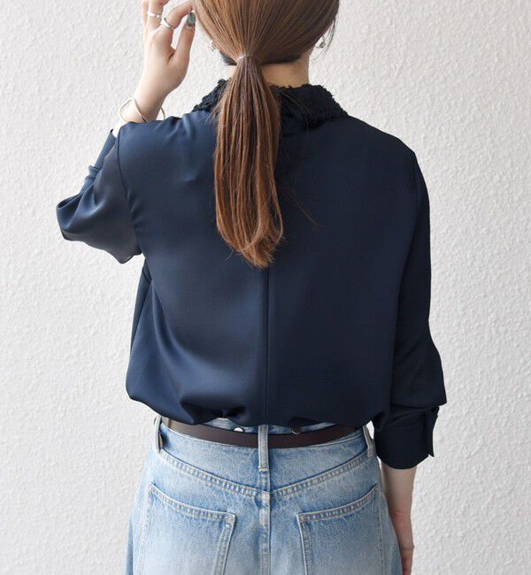 SHIPS any「《一部追加予約》SHIPS any:〈洗濯機可能〉サテン レースカラー ブラウス」|シャツ・ブラウス|