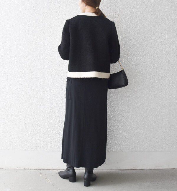 SHIPS any「SHIPS any: バイカラー クルーネック カーディガン ジャケット」|ノーカラージャケット|