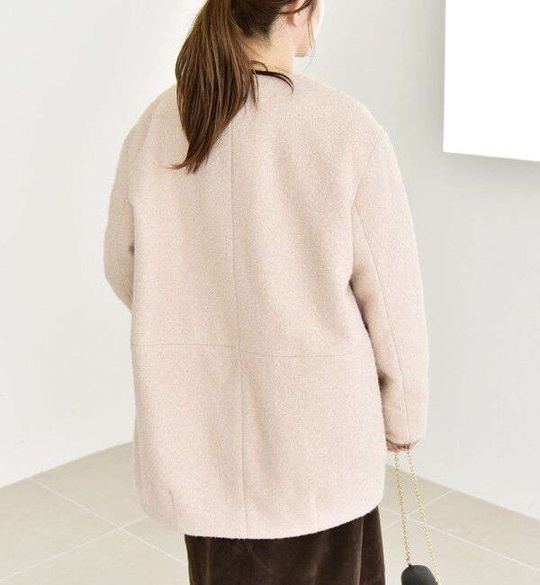 quaranciel「quaranciel: ノーカラー パイピング ジップ コート」|ノーカラーコート|