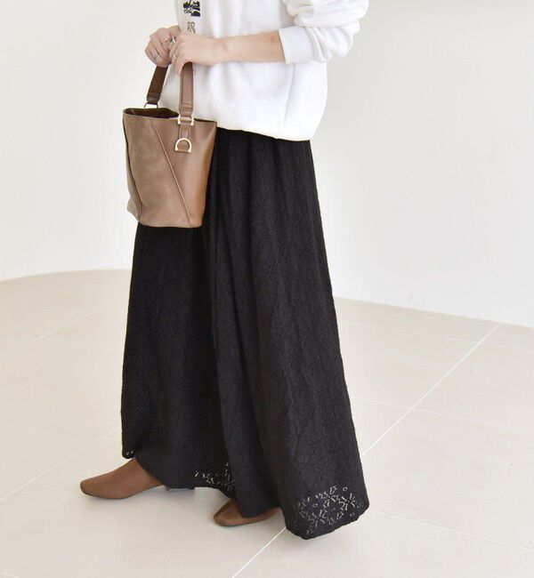 quaranciel「quaranciel:〈洗濯機可能〉フラワー レース フレア スカート」|フレア|