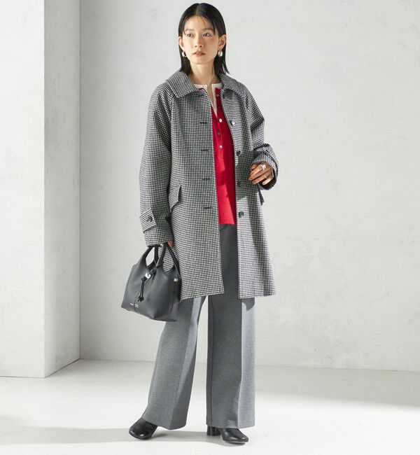 SHIPS for women「千鳥 / ソリッド ウール メルトン ステンカラー コート」|ステンカラーコート|