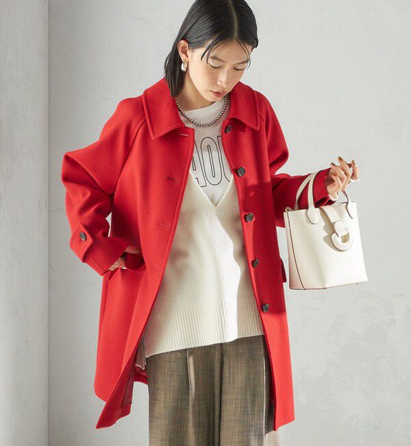 SHIPS for women「千鳥 / ソリッド ウール メルトン ステンカラー コート」|ステンカラーコート|