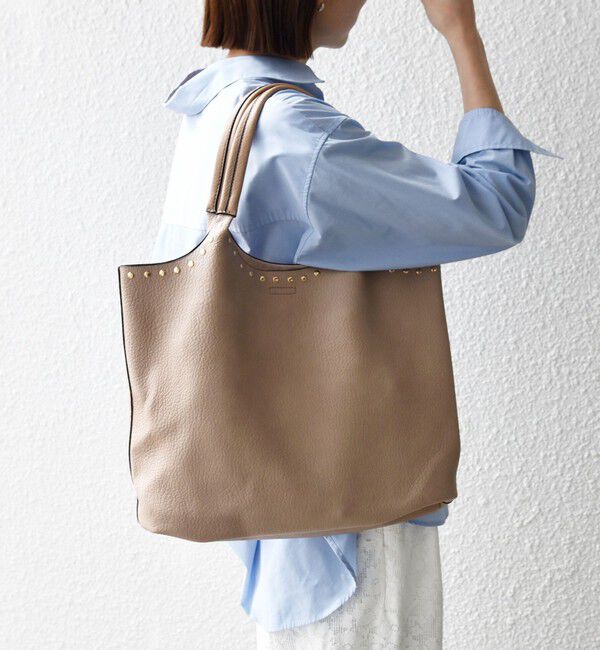 SHIPS any「【WEB限定】SHIPS any: ポーチ付き スタッズ A4 トート バッグ」|トートバッグ|