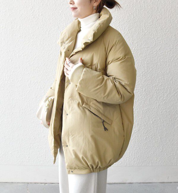 SHIPS any「SHIPS any: ナイロン スタンドカラー ダウン コクーン コート」|ダウン|