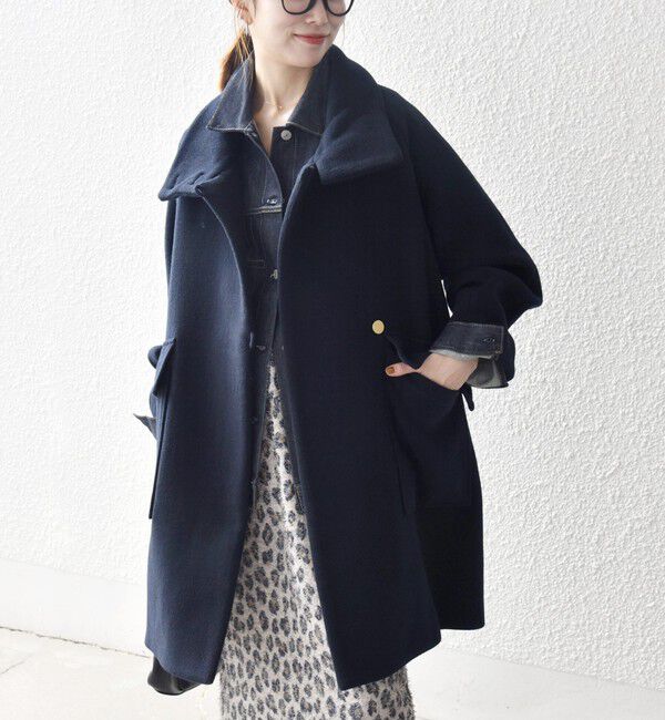 SHIPS any「SHIPS any: カシミヤ ミックス スタンドカラー ミドル コート」|その他|ネイビー