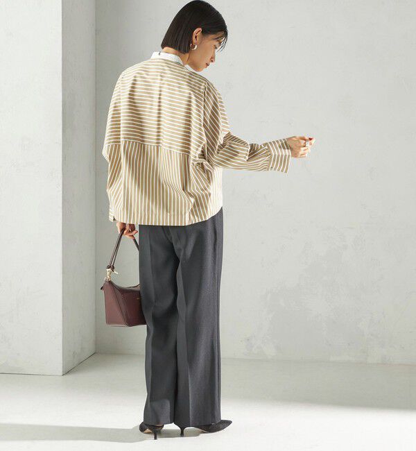 SHIPS for women「〈手洗い可能〉コットン ポリエステル ストライプ ドルマン 長袖 シャツ」|シャツ・ブラウス|