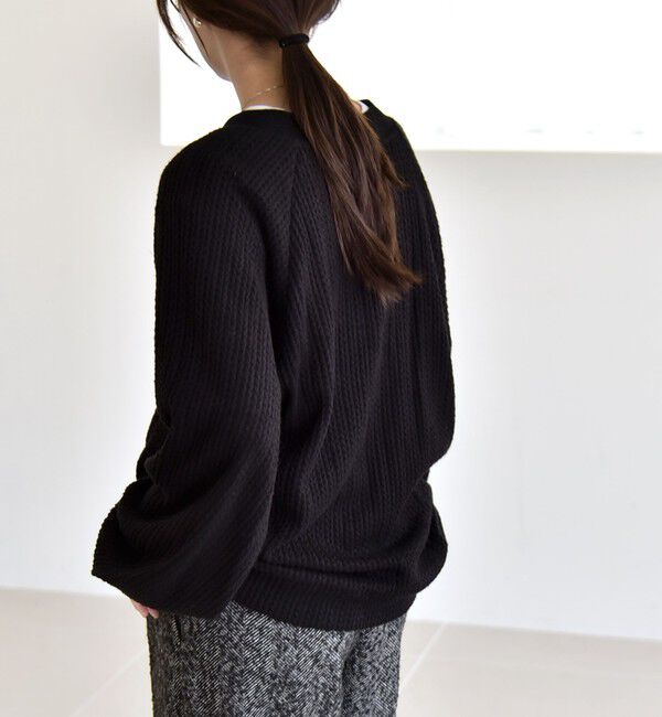 quaranciel「quaranciel:〈手洗い可能〉ケーブル ジャージー Vネック プルオーバー」|Tシャツ・カットソー|