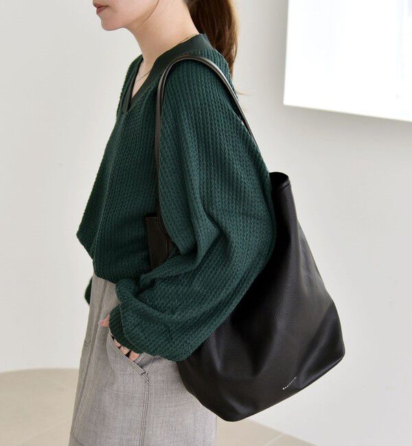 quaranciel「quaranciel:〈手洗い可能〉ケーブル ジャージー Vネック プルオーバー」|Tシャツ・カットソー|