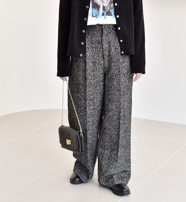 quaranciel「quaranciel: ツイード タック ワイド パンツ」|その他|