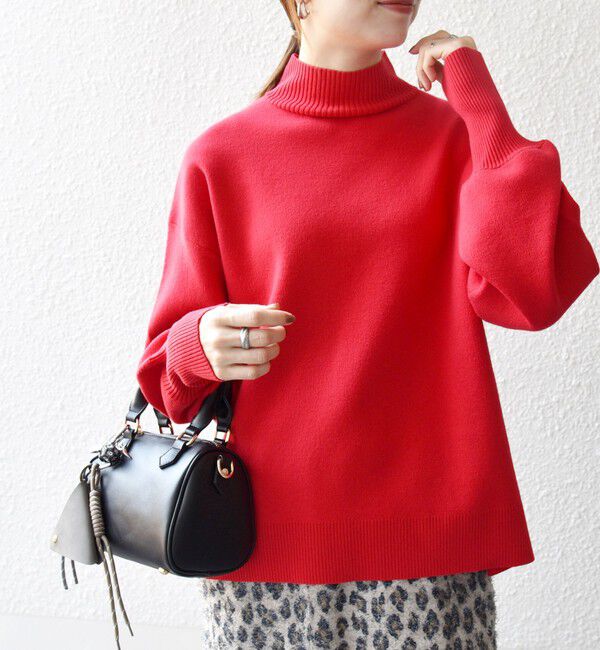 SHIPS any「SHIPS any:〈洗濯機可能〉ハイネック ボリュームスリーブ ロングリブ ニット プルオーバー」|ニット・セーター|