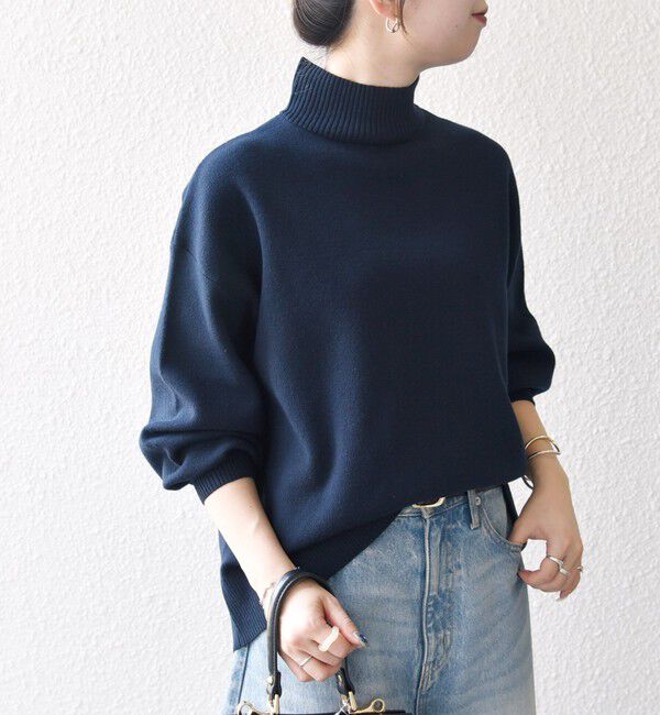 SHIPS any「SHIPS any:〈洗濯機可能〉ハイネック ボリュームスリーブ ロングリブ ニット プルオーバー」|ニット・セーター|