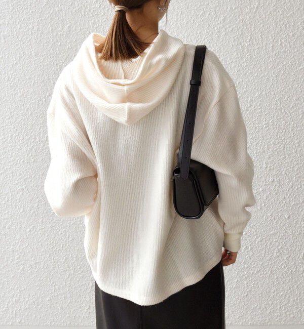 SHIPS any「SHIPS any:〈手洗い可能〉起毛 ワッフル ハーフジップ フーディー プルオーバー」|Tシャツ・カットソー|