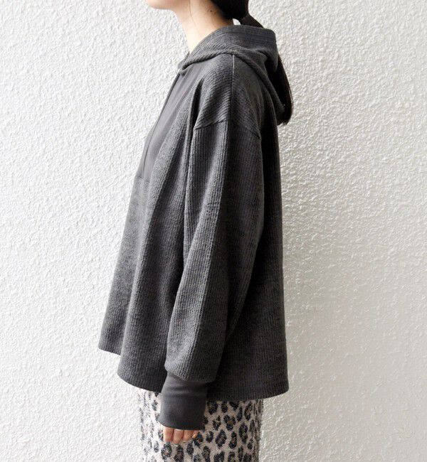 SHIPS any「SHIPS any:〈手洗い可能〉起毛 ワッフル ハーフジップ フーディー プルオーバー」|Tシャツ・カットソー|