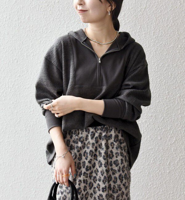 SHIPS any「SHIPS any:〈手洗い可能〉起毛 ワッフル ハーフジップ フーディー プルオーバー」|Tシャツ・カットソー|