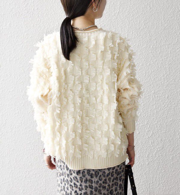 SHIPS any「SHIPS any:〈手洗い可能〉フリンジ デザイン ニット プルオーバー」|ニット・セーター|