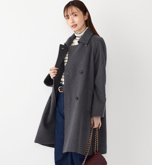 SHIPS Colors 「SHIPS Colors:SUPER100 ラグランスリーブ ダブルボタン コート◇」|ステンカラーコート|