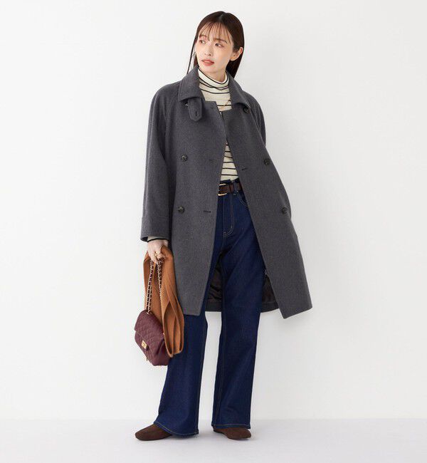 SHIPS Colors 「SHIPS Colors:SUPER100 ラグランスリーブ ダブルボタン コート◇」|ステンカラーコート|