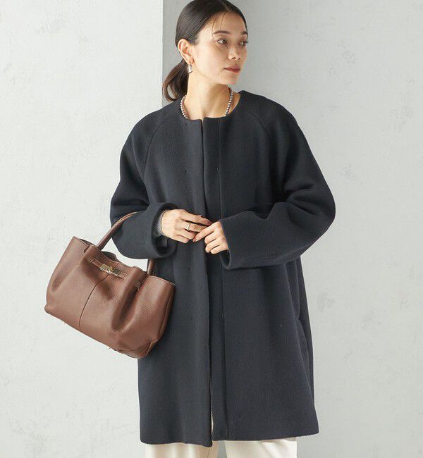 SHIPS for women「Pure SUPER100 ノーカラー コート」|ノーカラーコート|
