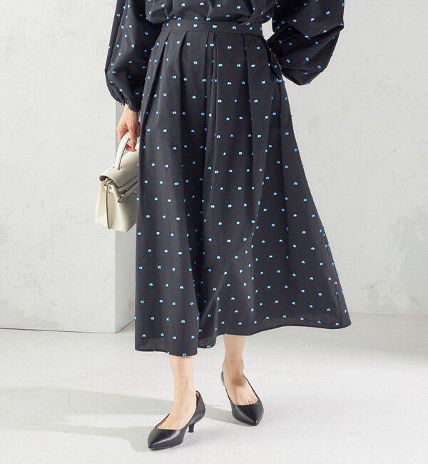 SHIPS for women「〈手洗い可能〉ポンポン ジャカード タック フレア スカート」|スカート|