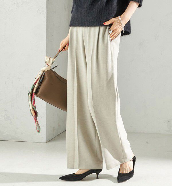 SHIPS for women「〈手洗い可能〉メルティ ウォーム タック ワイド パンツ」|その他|ライトグレー