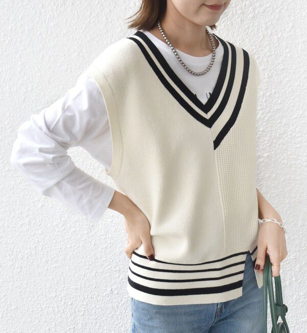 SHIPS for women「【WEB限定】〈手洗い可能〉チルデン ニット ベスト」|ベスト・ジレ|