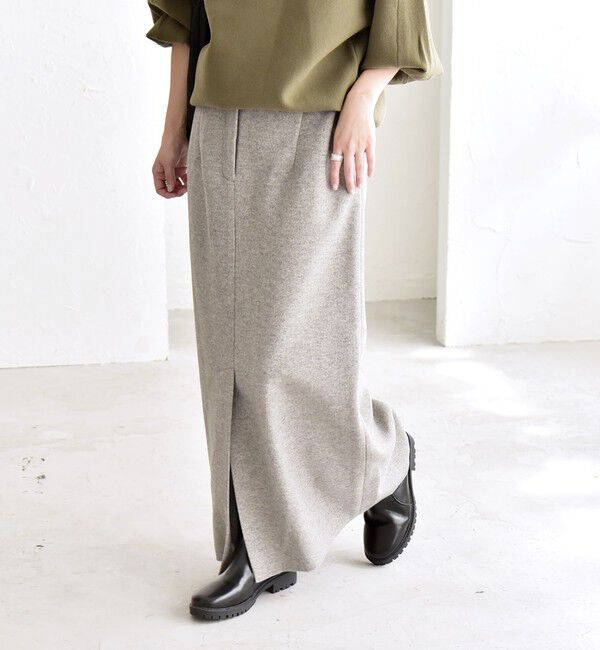 quaranciel「quaranciel: エア ニードル Iライン スリット スカート」|スカート|ライトグレー