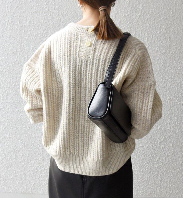 SHIPS any「SHIPS any: リブ タック編み クルーネック ボタン ニット プルオーバー」|ニット・セーター|